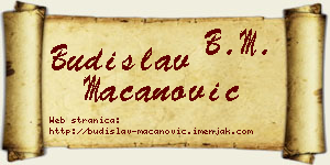 Budislav Macanović vizit kartica